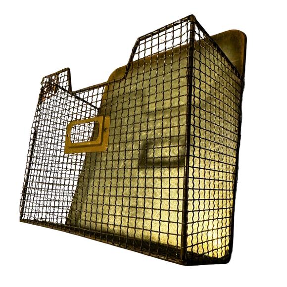 Vintage Industrial Wire Wall Basket with Galvanized Metal Backing - Picture 10 of 10